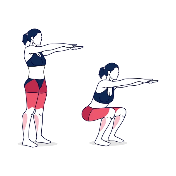 Person performing 1.5 REP BODYWEIGHT SQUATS exercise