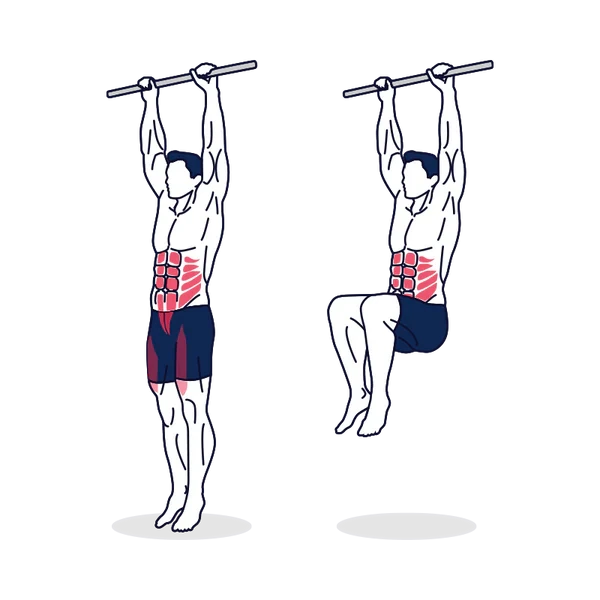 Person performing HANGING LEG RAISE exercise