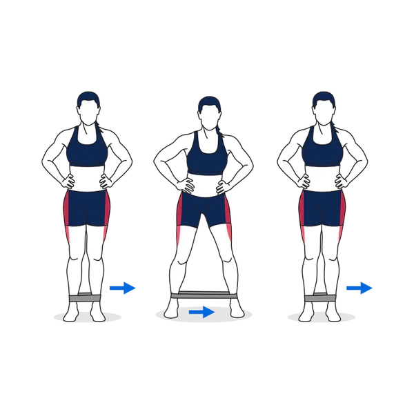 Person performing LATERAL MINI-BAND WALK exercise