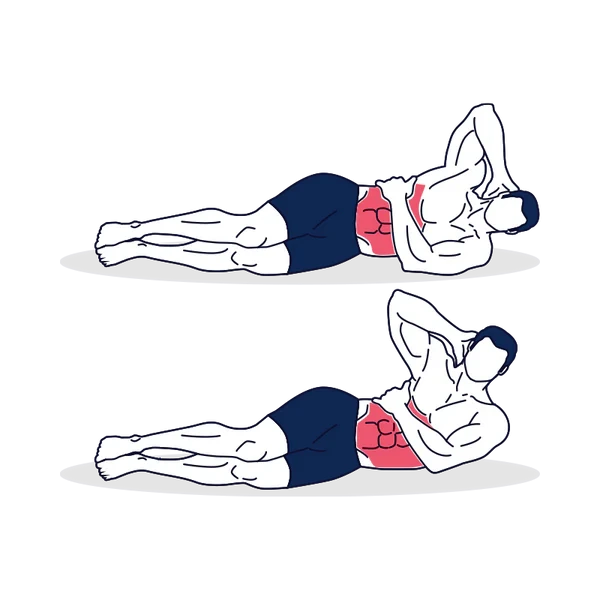 Person performing OBLIQUE CRUNCH exercise