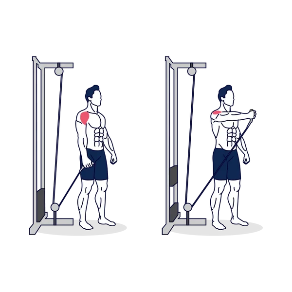 Person performing ONE-ARM LOW-PULLEY FRONT RAISE NEUTRAL GRIP exercise