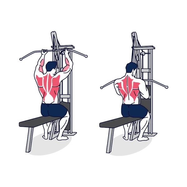 Person performing REVERSE-GRIP PULLDOWN exercise