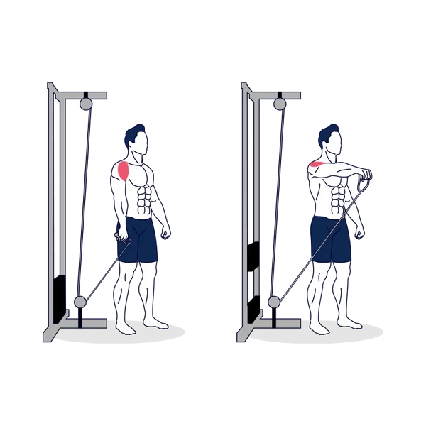Person performing SINGLE-ARM CABLE FRONT RAISE exercise