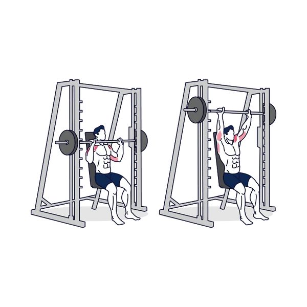 Person performing SMITH MACHINE SHOULDER PRESS exercise