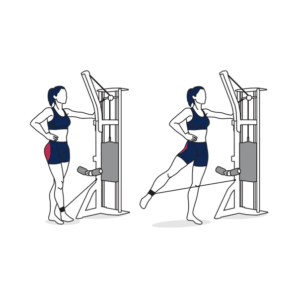 Person performing STANDING CABLE ABDUCTION exercise