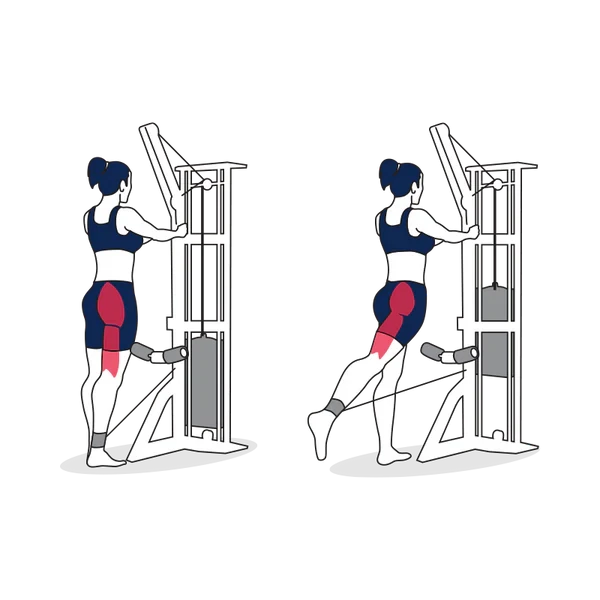 Person performing STANDING CABLE KICKBACK exercise