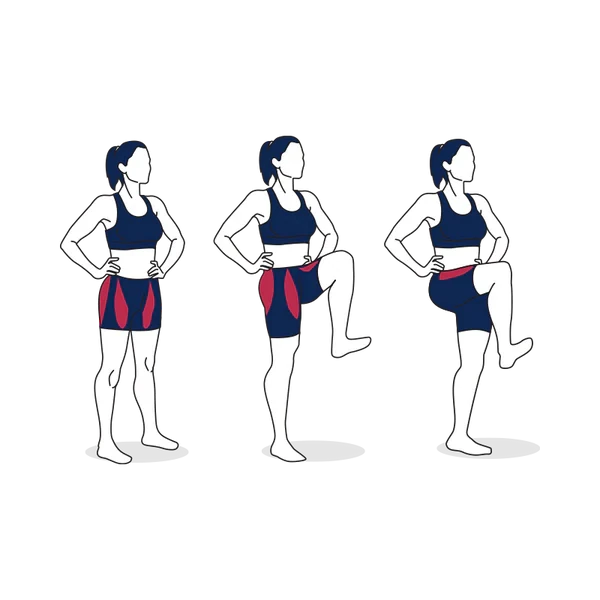 Person performing STANDING KNEE RAISE exercise