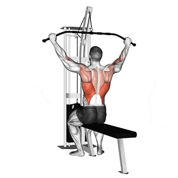 Person performing WIDE-GRIP PULLDOWN exercise