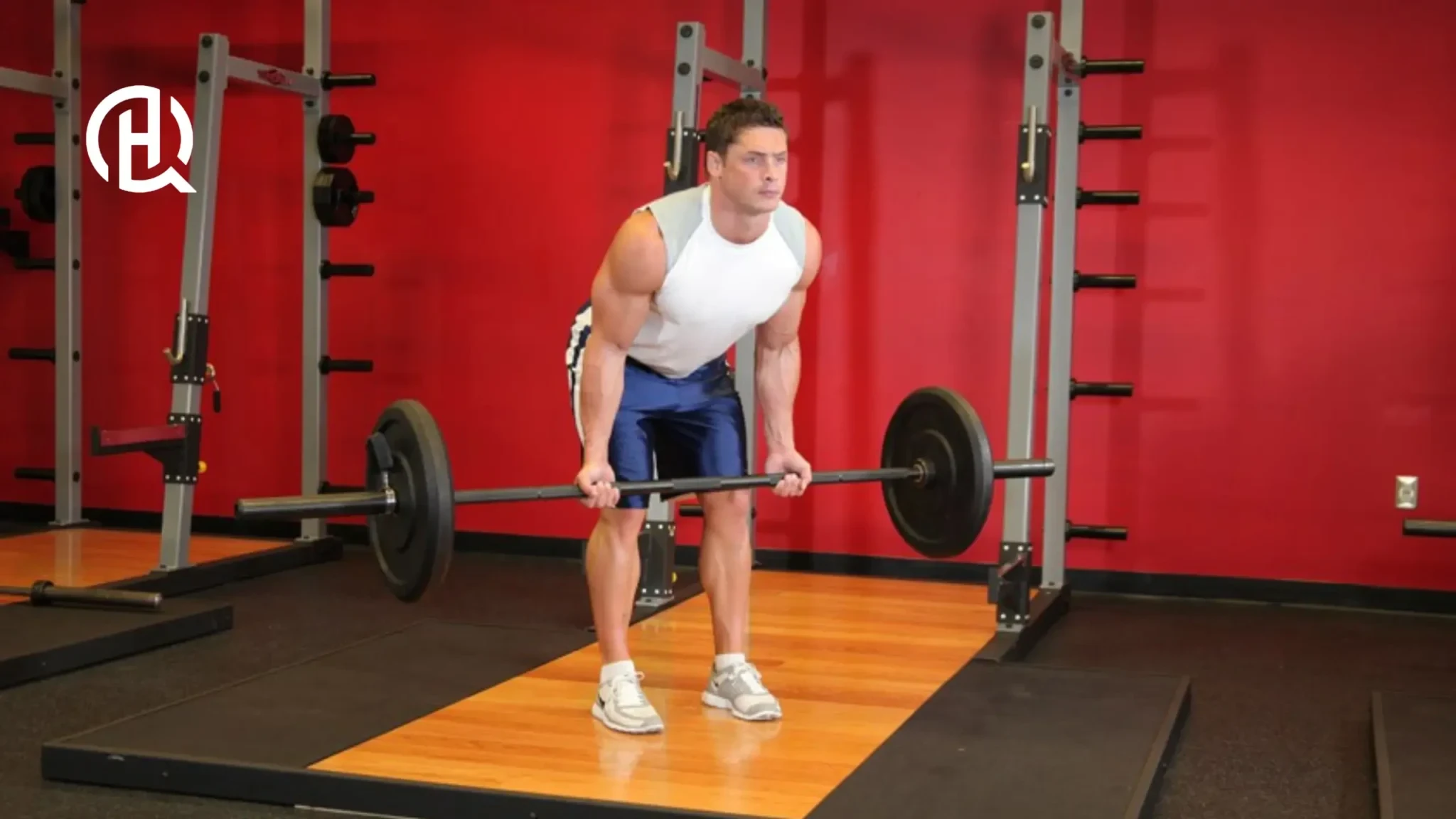 A man doing a barbell row