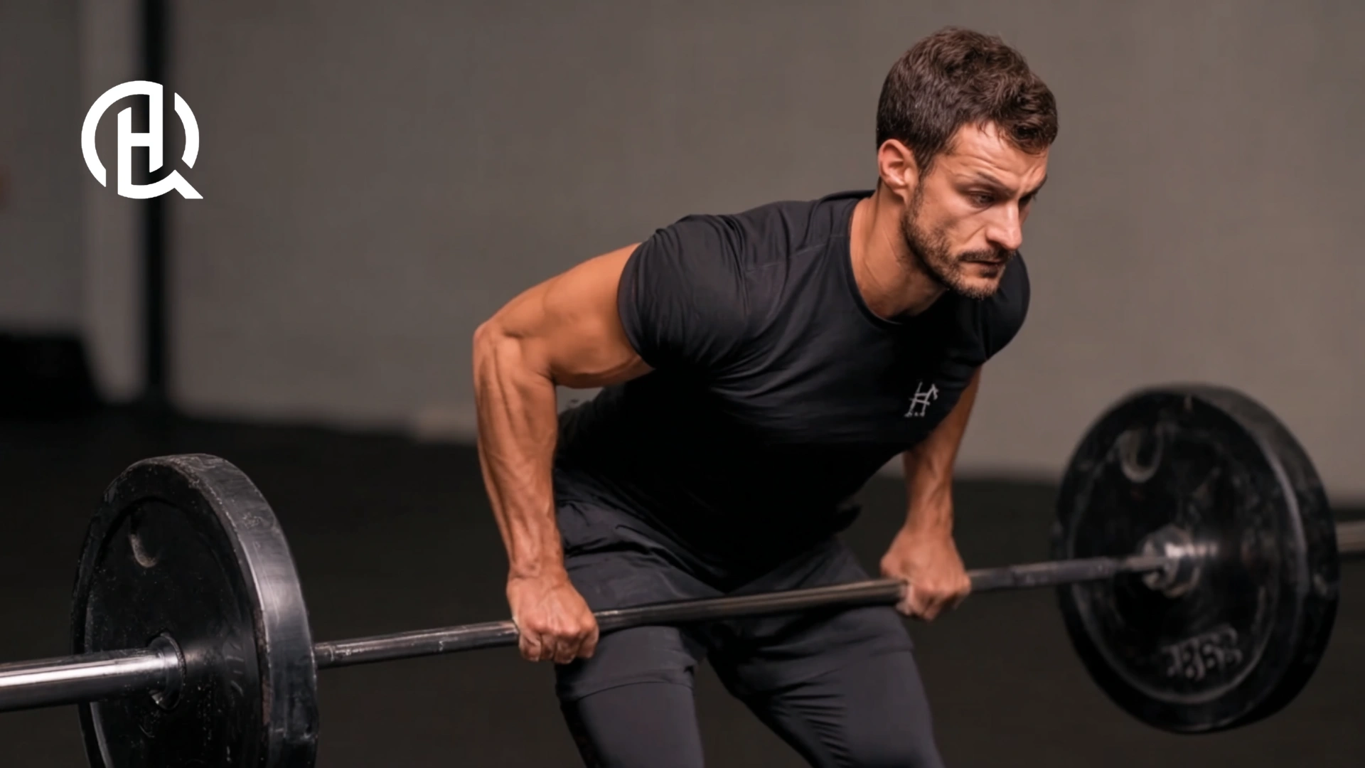 Proper barbell row stance demonstration