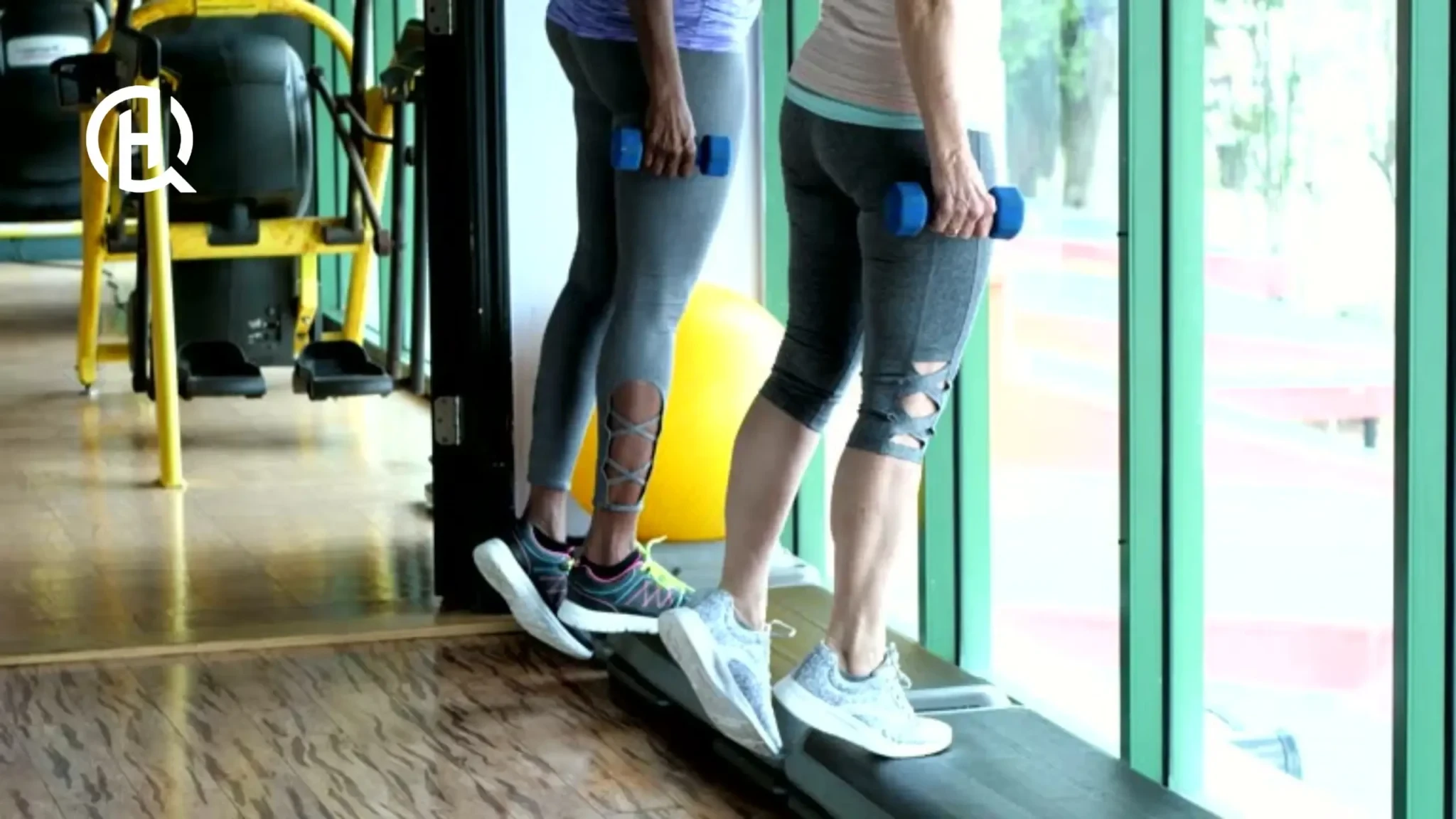 2 girls doing calves exercises