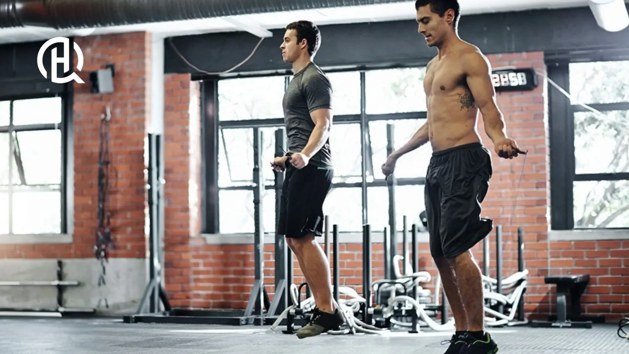 2 men jumping ropes