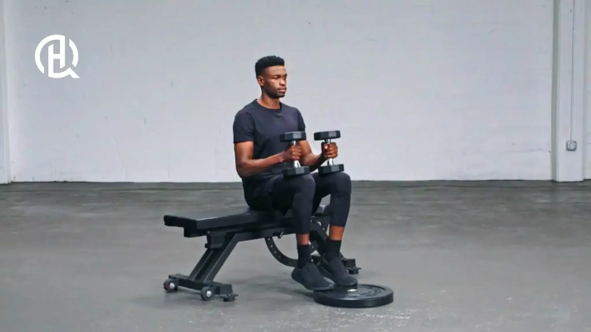 Man doing a seated calf raise
