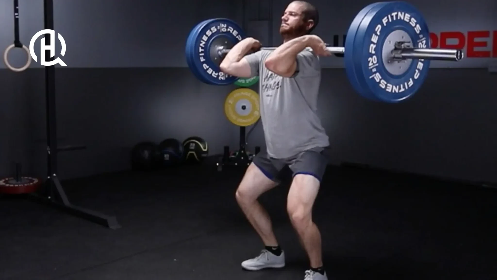 A person doing front squat