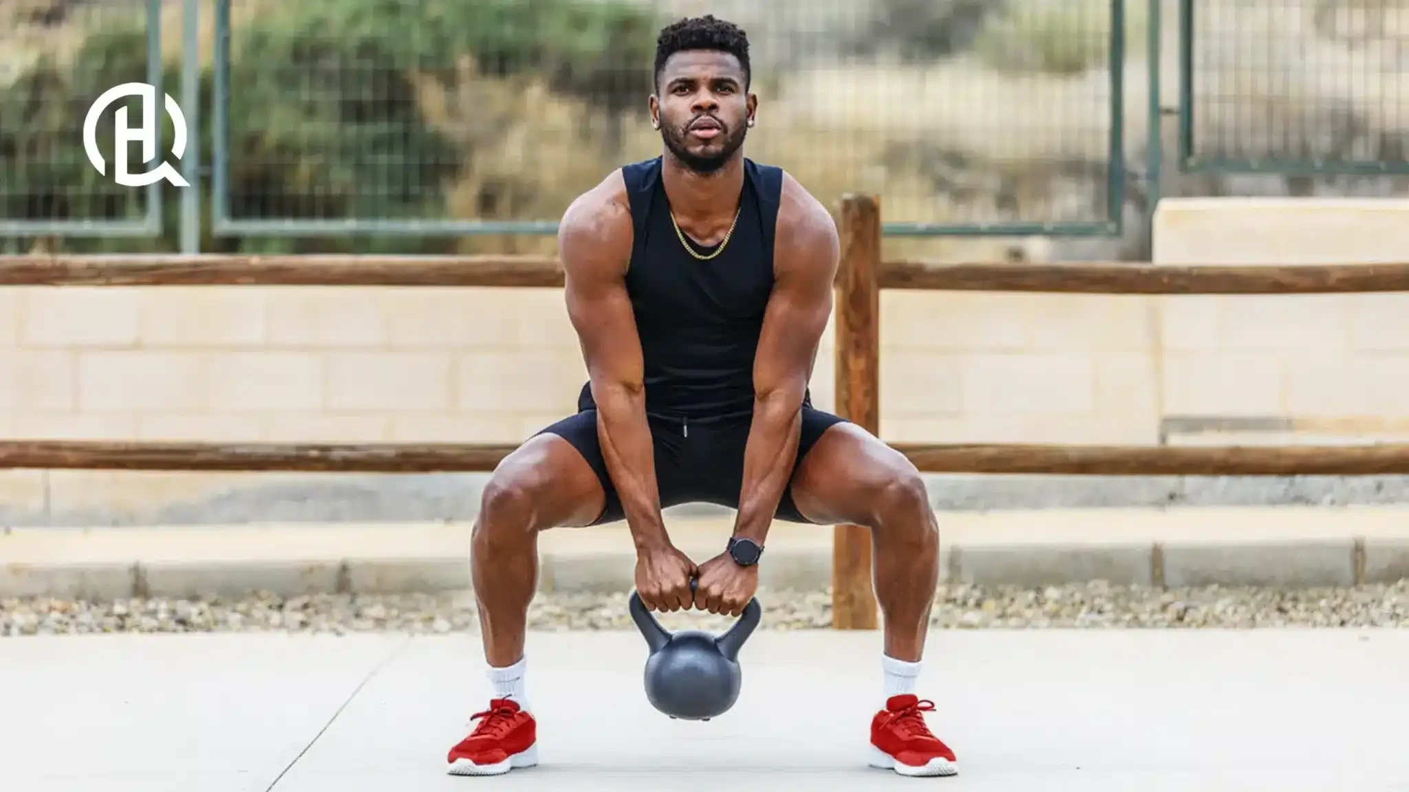 Doing kettlebell swing