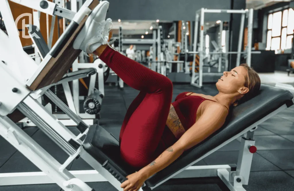 Image of a girl using the leg press machine in the gym