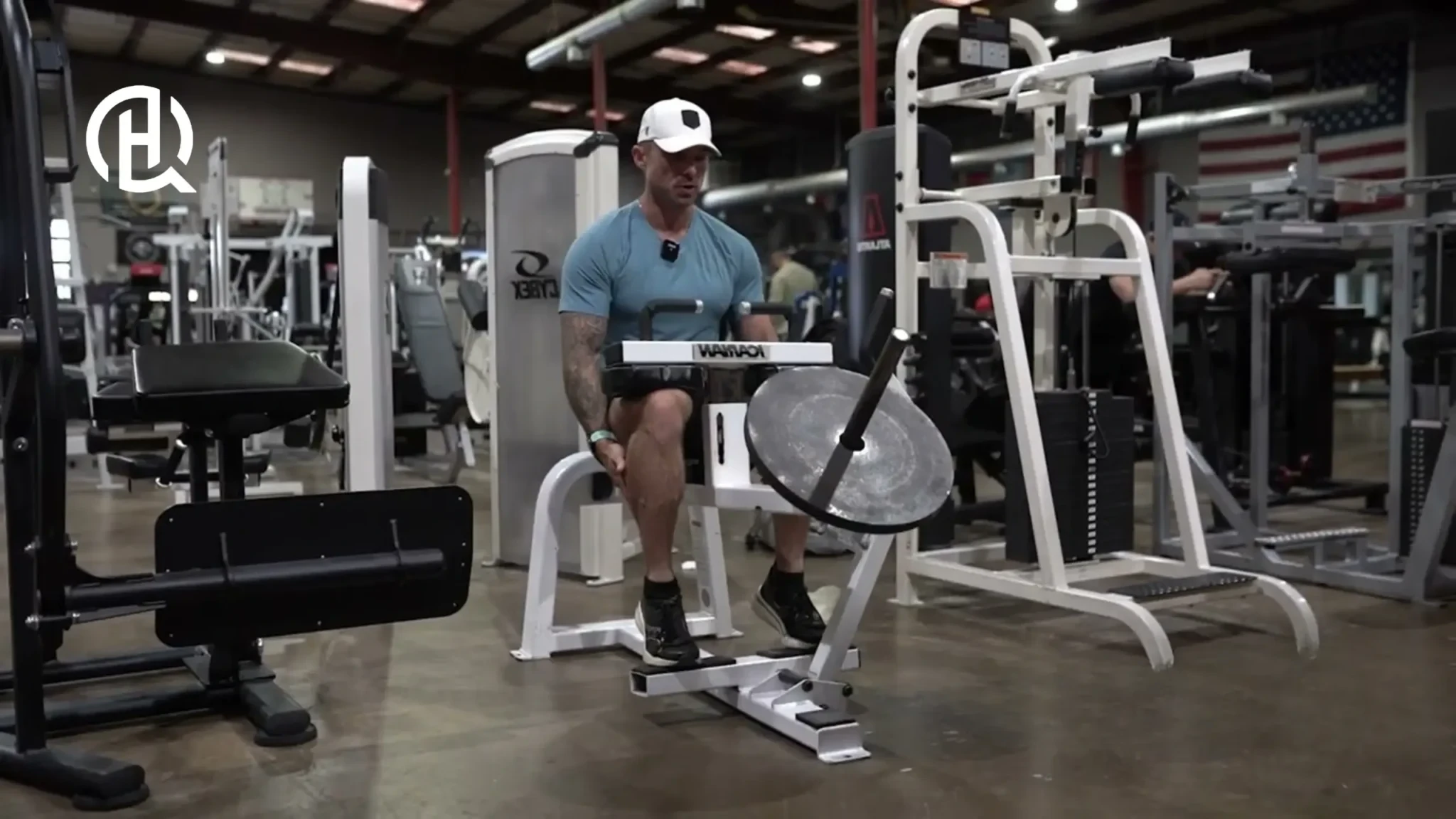 Contracting calves during seated calf raises