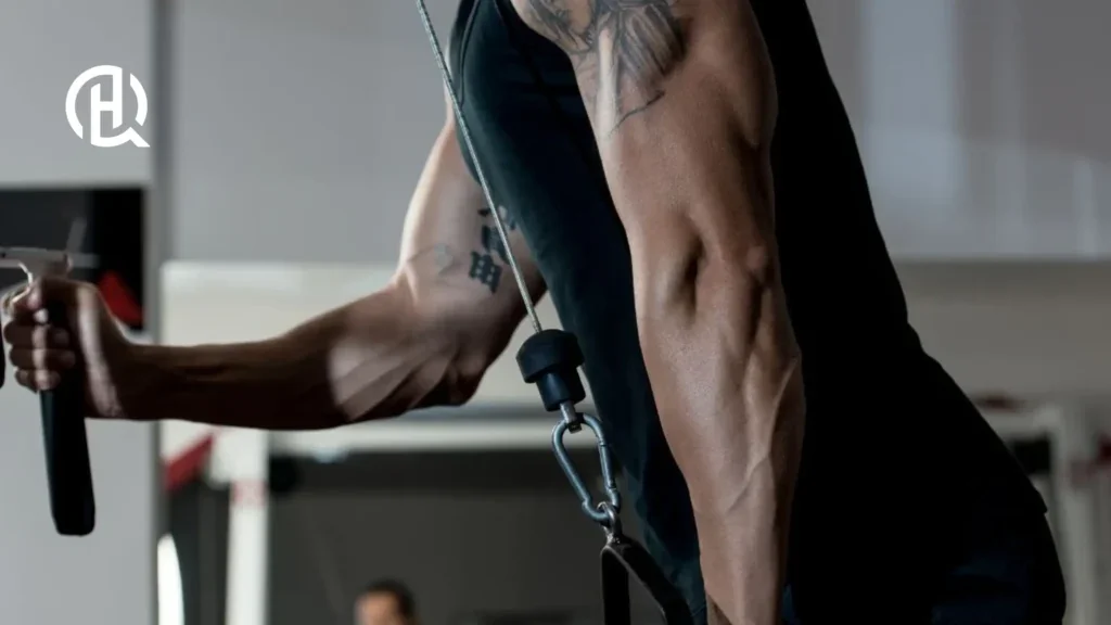 A close shot of the arm while the person is training