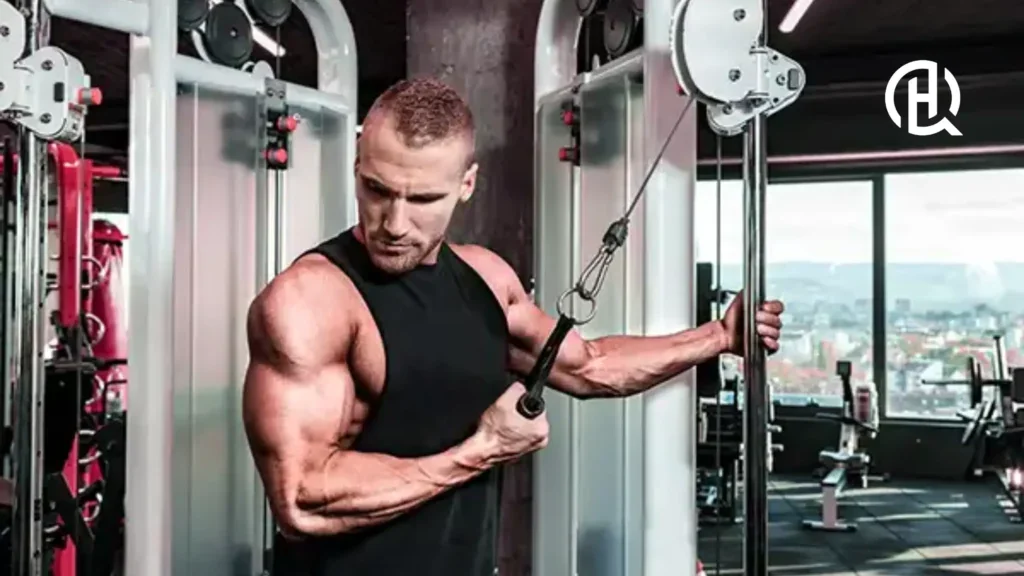 Man doing a Single-Arm Reverse Grip Cable Triceps Extension
