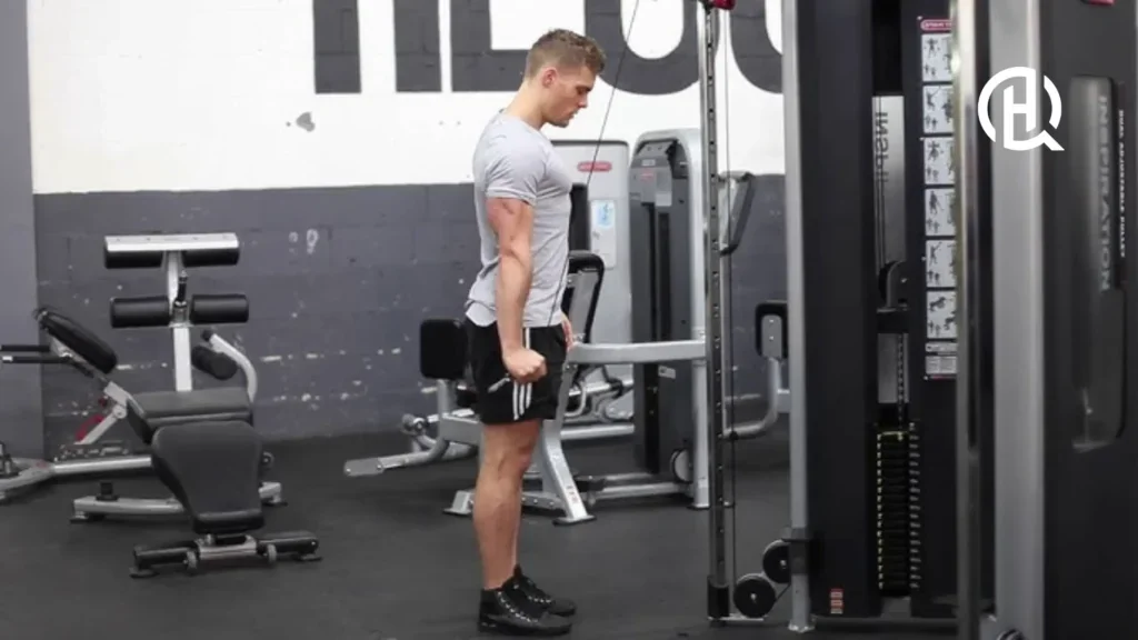 A man training arms facing away from the camera
