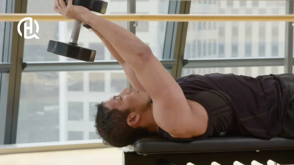 A person demonstrating the triceps extension